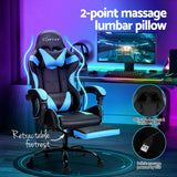 NNEDSZ 2 Point Massage Gaming Office Chair Footrest Cyan Blue