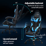 NNEDSZ 2 Point Massage Gaming Office Chair Footrest Cyan Blue