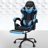 NNEDSZ 2 Point Massage Gaming Office Chair Footrest Cyan Blue