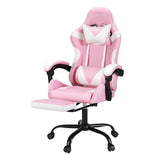 NNEDSZ Artiss 2 Point Massage Gaming Office Chair Footrest Pink