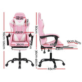 NNEDSZ Artiss 2 Point Massage Gaming Office Chair Footrest Pink