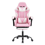NNEDSZ Artiss 2 Point Massage Gaming Office Chair Footrest Pink