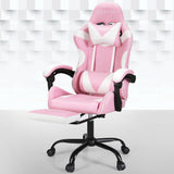 NNEDSZ Artiss 2 Point Massage Gaming Office Chair Footrest Pink