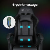 NNEDSZ 6 Point Massage Gaming Office Chair 7 LED Footrest Black