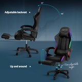 NNEDSZ 6 Point Massage Gaming Office Chair 7 LED Footrest Black