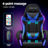 NNEDSZ 6 Point Massage Gaming Office Chair 7 LED Footrest Blue