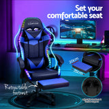 NNEDSZ 6 Point Massage Gaming Office Chair 7 LED Footrest Blue