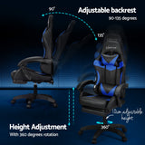 NNEDSZ 6 Point Massage Gaming Office Chair 7 LED Footrest Blue