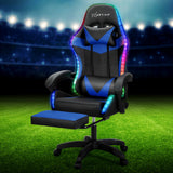 NNEDSZ 6 Point Massage Gaming Office Chair 7 LED Footrest Blue