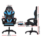 NNEDSZ 6 Point Massage Gaming Office Chair 7 LED Footrest Cyan Blue