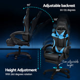 NNEDSZ 6 Point Massage Gaming Office Chair 7 LED Footrest Cyan Blue