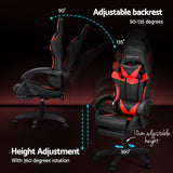 NNEDSZ 6 Point Massage Gaming Office Chair 7 LED Footrest Red