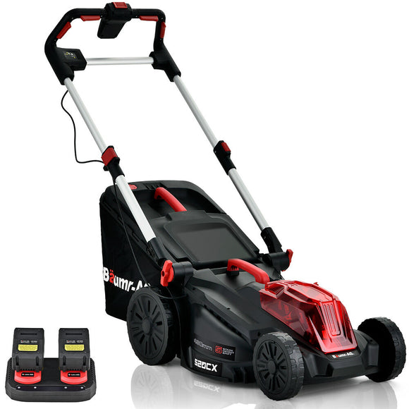 NNEMB 520CX 40V SYNC 17' Cordless Lawn Mower Kit, Fast Charger, 2 x 4Ah Battery, 5 Cutting Heights, Adjustable Ergonomic Handle, Mulching Option