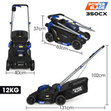 NNEMB 350CX 20V 13' Cordless Lawn Mower Kit, Fast Charger, 4Ah Battery, 5 Height, Brushless Electric, 330mm Cutting Path