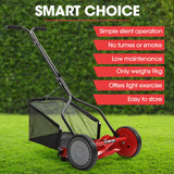 NNEMB 350MX 14' Manual Reel Push Lawn Mower, w/ Catcher, 5 Height Settings