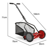 NNEMB 350MX 14' Manual Reel Push Lawn Mower, w/ Catcher, 5 Height Settings