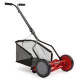 NNEMB 350MX 14' Manual Reel Push Lawn Mower, w/ Catcher, 5 Height Settings