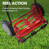 NNEMB 350MX 14' Manual Reel Push Lawn Mower, w/ Catcher, 5 Height Settings
