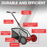NNEMB 350MX 14' Manual Reel Push Lawn Mower, w/ Catcher, 5 Height Settings