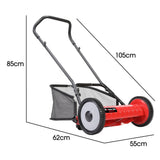 NNEMB 400MX 16' Manual Reel Push Lawn Mower, w/ Catcher, 5 Height Settings