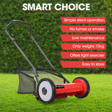 NNEMB 400MX 16' Manual Reel Push Lawn Mower, w/ Catcher, 5 Height Settings