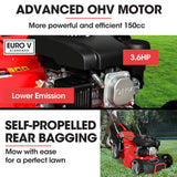 NNEMB 18' 150cc Lawn Mower, 8 Heights, Steel Deck, Cup Holders, 4-Stroke Petrol Lawnmower - 730EX