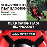 NNEMB 18' 224cc Electric Start Self Propelled Lawn Mower, 7 Height, Steel Deck, 6HP, 4-Stroke Petrol Lawnmower - 790SXe