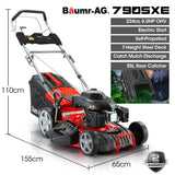 NNEMB 18' 224cc Electric Start Self Propelled Lawn Mower, 7 Height, Steel Deck, 6HP, 4-Stroke Petrol Lawnmower - 790SXe