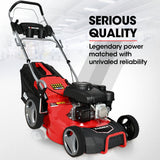 NNEMB 18' 150cc Self Propelled Lawn Mower, 7 Height, Steel Deck, Cup Holders, 4-Stroke Petrol Lawnmower - 740SX