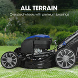 NNEMB 22' 224cc Self-Propelled Lawn Mower, Electric Start, 7 Height, Steel Deck, Deck Wash Port, OHV 4-Stroke Petrol - VS1000