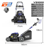 NNEMB 22' 224cc Self-Propelled Lawn Mower, Electric Start, 7 Height, Steel Deck, Deck Wash Port, OHV 4-Stroke Petrol - VS1000