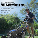NNEMB 22' 224cc Self-Propelled Lawn Mower, Electric Start, 7 Height, Steel Deck, Deck Wash Port, OHV 4-Stroke Petrol - VS1000
