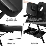 NNEDSZ Massage Table Adjustable Salon Bed Chair 3-Fold Black
