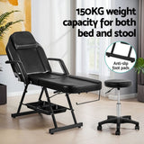 NNEDSZ Massage Table Adjustable Salon Bed Chair 3-Fold Black