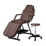 NNEDSZ Massage Table Adjustable Salon Bed Chair 3-Fold Brown