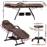 NNEDSZ Massage Table Adjustable Salon Bed Chair 3-Fold Brown