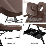 NNEDSZ Massage Table Adjustable Salon Bed Chair 3-Fold Brown