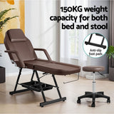 NNEDSZ Massage Table Adjustable Salon Bed Chair 3-Fold Brown