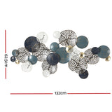 NNEDSZ Metal Wall Art Hanging Sculpture 132cm Home Decor Leaf Circles Blue