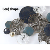 NNEDSZ Metal Wall Art Hanging Sculpture 132cm Home Decor Leaf Circles Blue