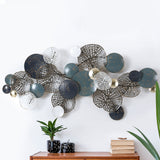 NNEDSZ Metal Wall Art Hanging Sculpture 132cm Home Decor Leaf Circles Blue