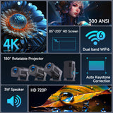 NNEOBA Mini Android 11 Projector (Black)