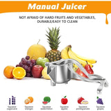 NNEOBA Heavy Duty Manual Citrus Juicer Premium Metal Alloy Fruit Squeezer Silver