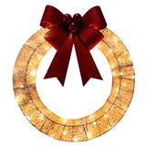 NNEOBA Metal Christmas Wreath with Clear LED Lights