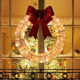 NNEOBA Metal Christmas Wreath with Clear LED Lights