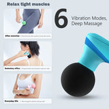 NNEOBA Mini Electric Handheld Massager 6-Speed Deep Tissue Therapy Blue