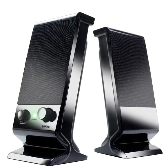 NNEOBA Compact USB Laptop Speakers with Volume Control (Black)