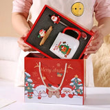 NNEOBA Ceramic Christmas Mug with Lid & Spoon Set