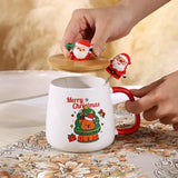 NNEOBA Ceramic Christmas Mug with Lid & Spoon Set