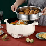 NNEOBA Electric Cooker Double Layer 24cm Non Stick Hot Pot & Rice Cooker White